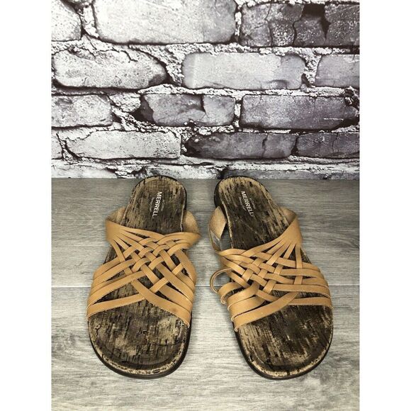 Merrell District Mahana Natural Tan Memory Foam Sandals Women’s Sz 9M US/40EU - Picture 1 of 16
